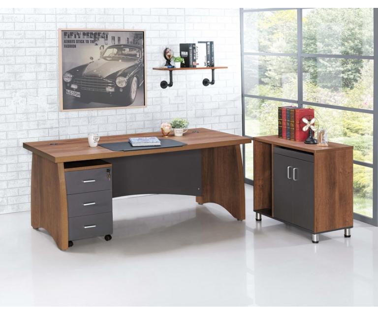 柚木雙色6尺辦公桌組