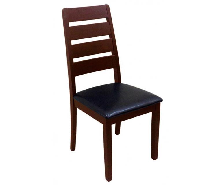 羅馬尼亞胡桃色黑皮餐椅