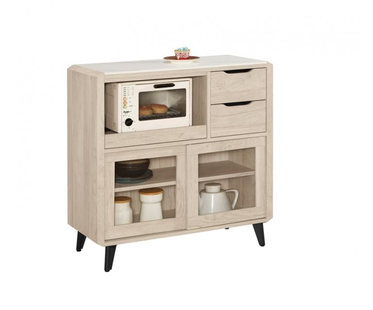 韋斯里3尺岩板滑門收納櫃