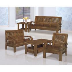 正樟實木板椅組1+2+3+大小茶几