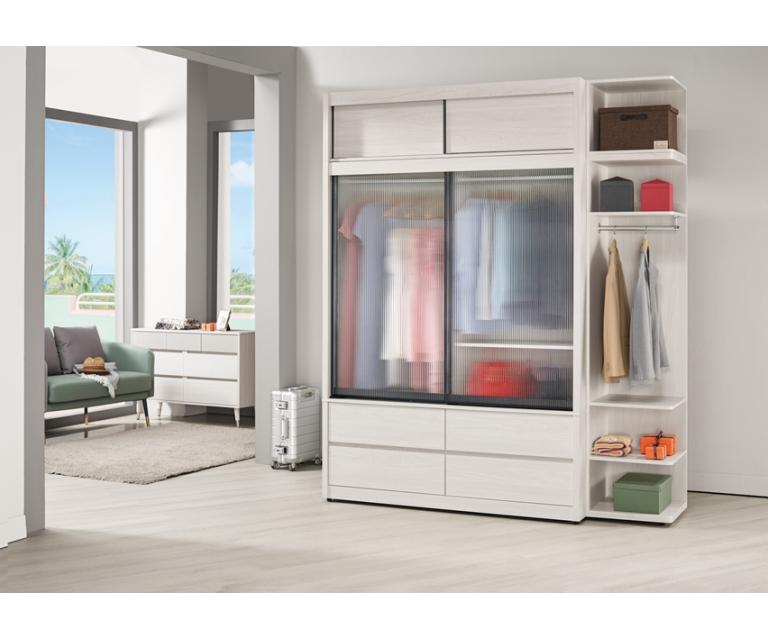 蘿克斯5尺被櫥式鋁框四抽拉門衣櫥(黑)