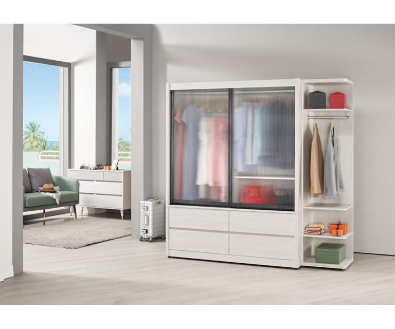 蘿克斯5尺鋁框四抽拉門衣櫥(黑)