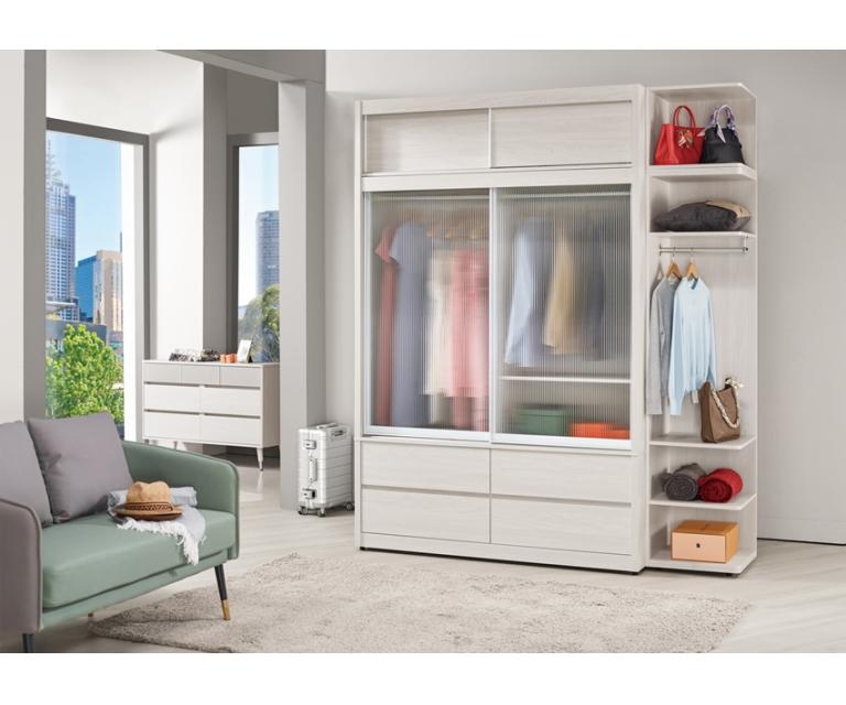 蘿克斯5尺被櫥式鋁框四抽拉門衣櫥(白)