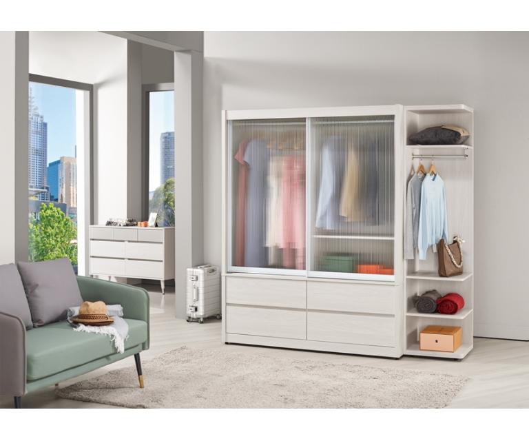 蘿克斯5尺鋁框四抽拉門衣櫥(白)