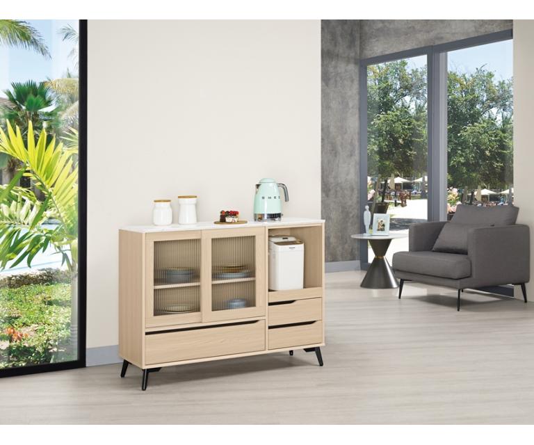 朵利斯4尺仿石面推門收納櫃下座