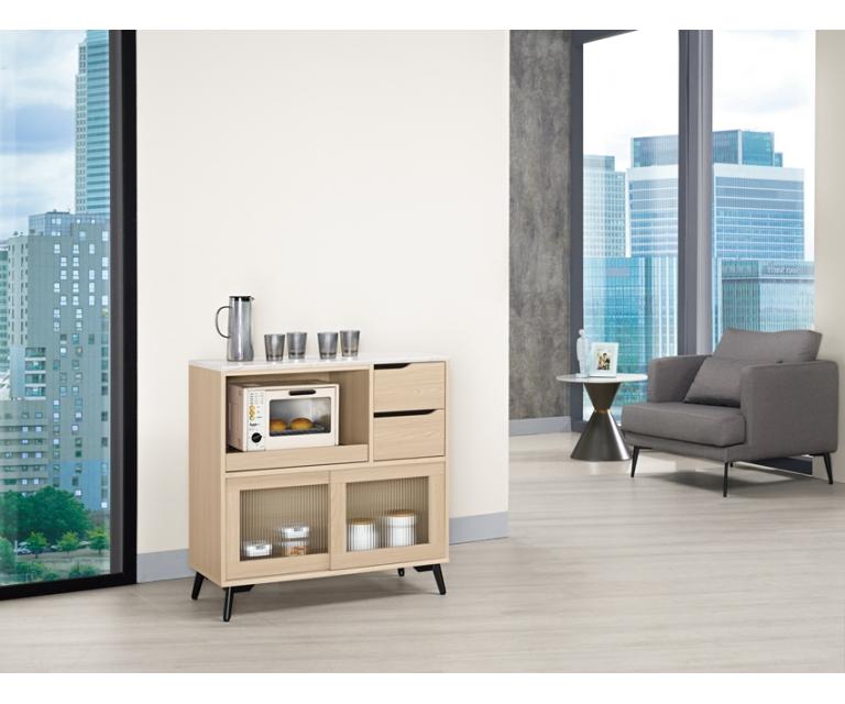 朵利斯3尺仿石面推門收納櫃下座