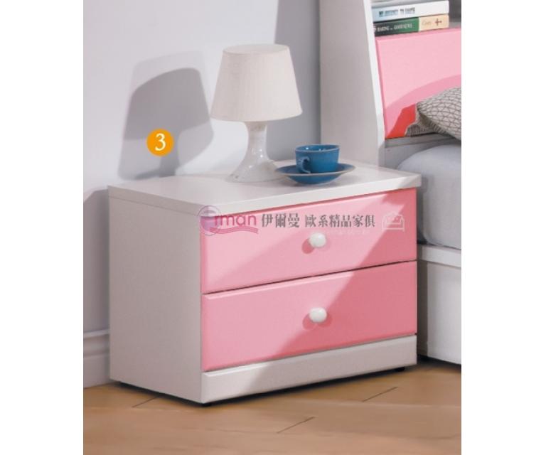 童話粉紅雙色床頭櫃