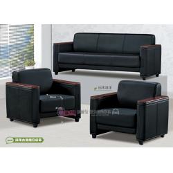 B12-8黑皮辦公沙發組1+1+3(可拆購)